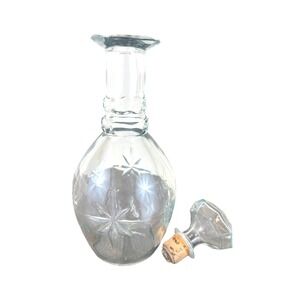 VTG Clear Glass MCM Atomic Starburst‎ Decanter/Bottle with Stopper 10.5" Tall